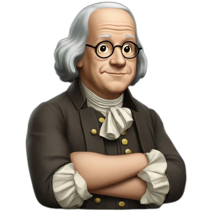 benjamin franklin with an arm up closed realistic emoji
