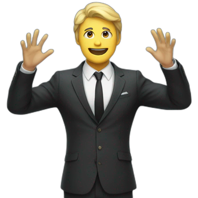 man in suit arms in the air summoning something emoji