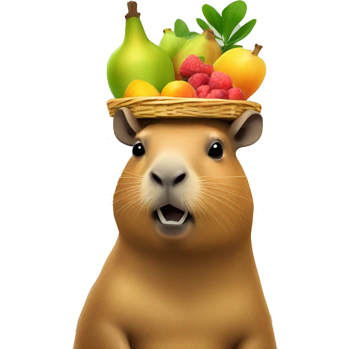 Capybara with fruit basket on head emoji
