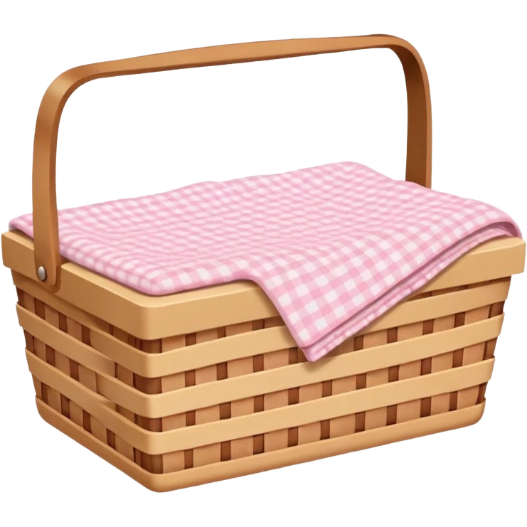 Picnic Basket With Light Pink Gingham Blanket emoji
