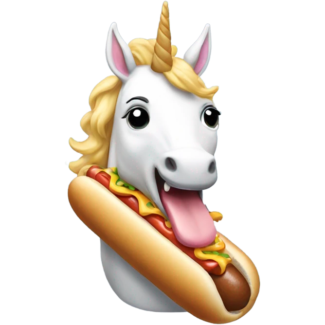 Unicorn eating a hotdog  emoji