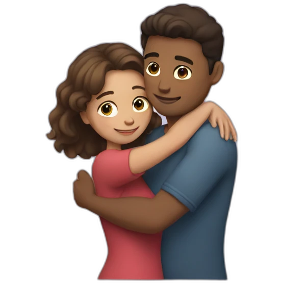 Woman hugging boyfriend emoji