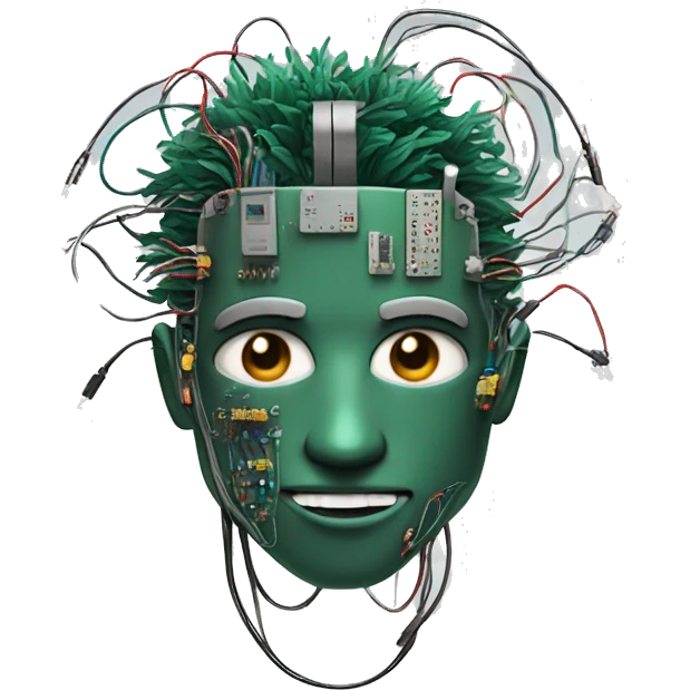 Head Deku cyborg with circuits and wires  emoji
