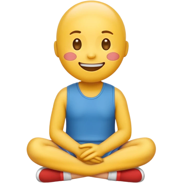happy emoji face with crossed over legs, simple and clear expression emoji