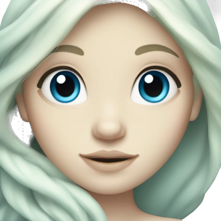 mermaid with long hair pale skin and light blue eyes  emoji