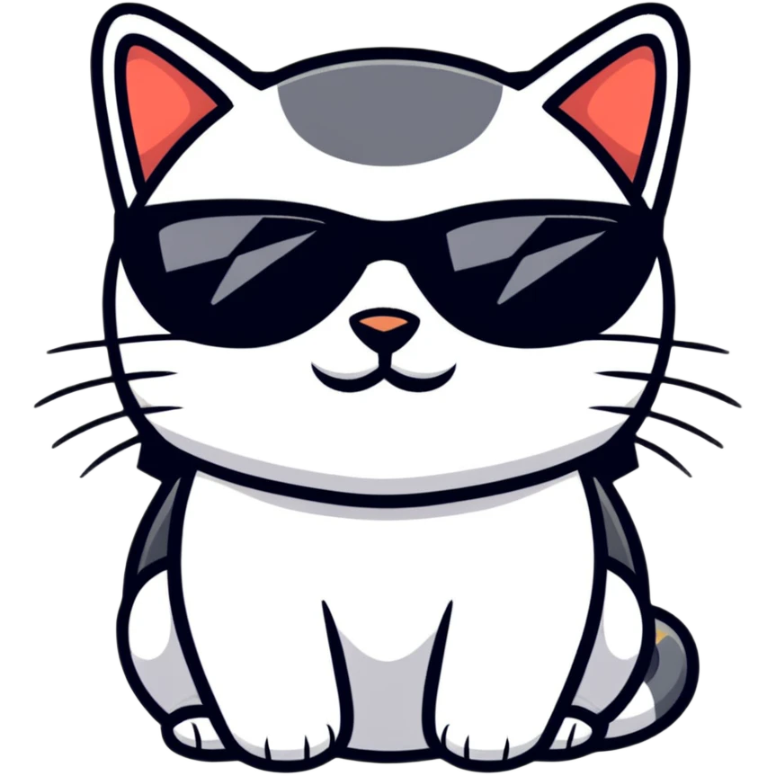 Cool cat wearing sunglasses, looking confident emoji