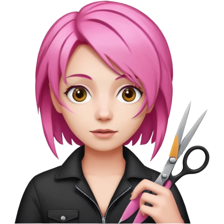 Pink hair scissor emoji