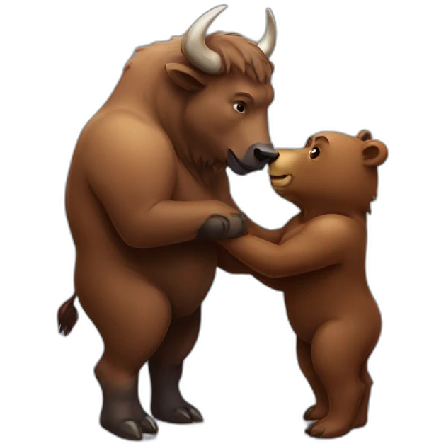 Buffalo and Bear love emoji