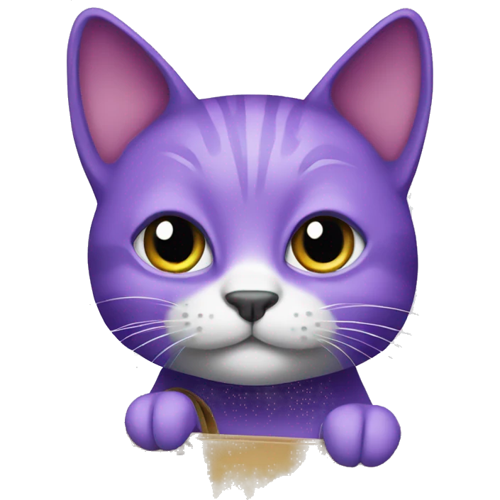 Purple cat with a bag emoji