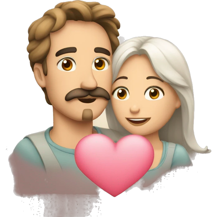 Corazon lleno de amor de un hombre sin bigote y una mujer emoji
