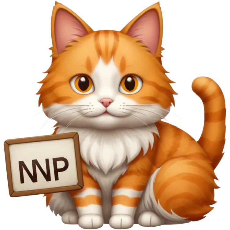 A cat holding a sign that says "NP" emoji