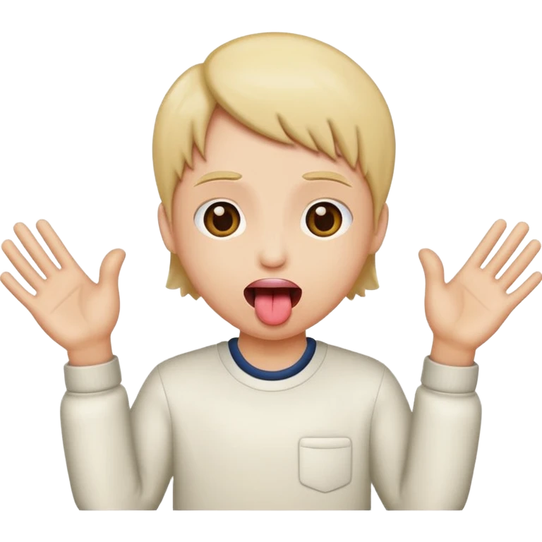 Tongue out with hands to the side emoji