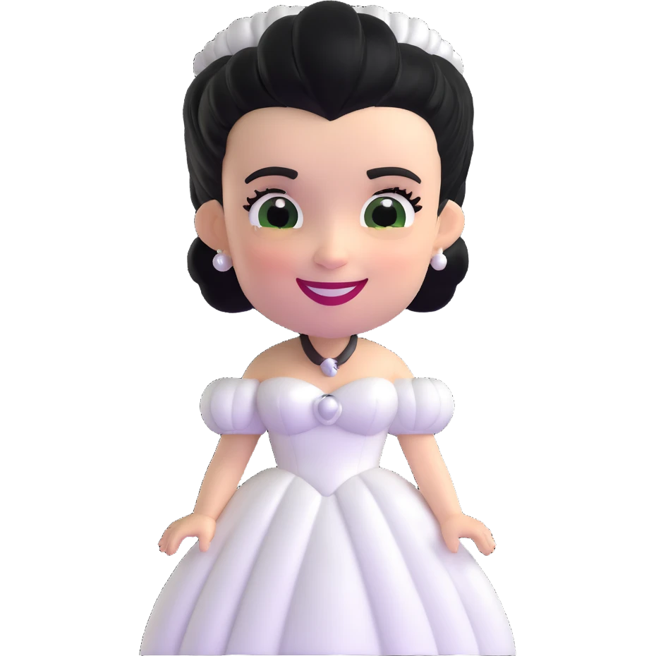 adorable 3D Bride of Frankenstein with big smile and cute black and white hair emoji