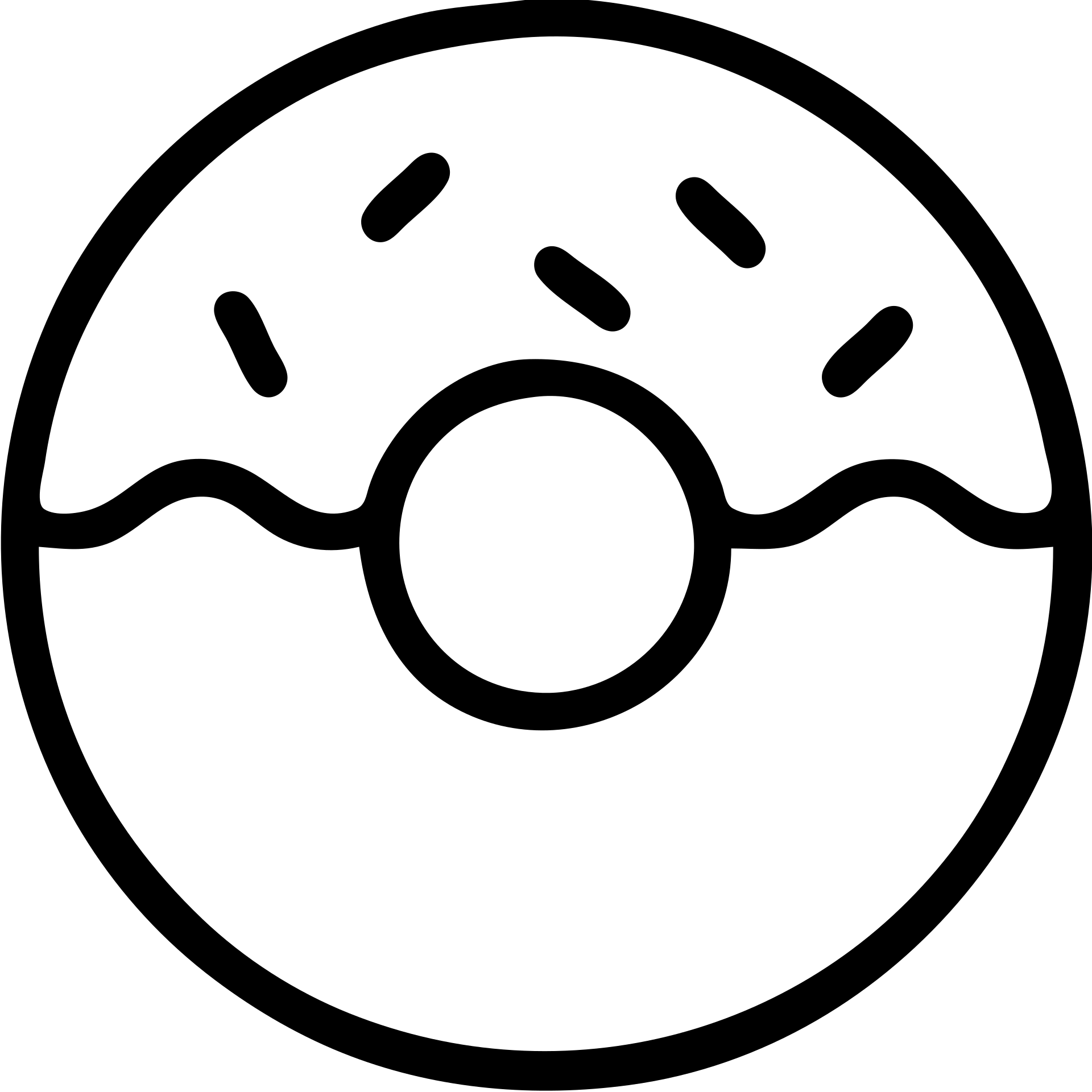 simple black outline of a donut, minimal style emoji