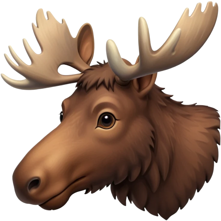 A high-resolution digital illustration of a young moose in a clean, semi-realistic style. The young moose is shown facing sideways head tilted  emoji
