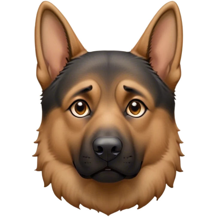 Cinematic Grumpy Tan/Black German Shepherd Portrait Emoji, Head tilted slightly with a deeply unimpressed expression, featuring a thick tan coat with a distinct black saddle and a furrowed brow, large, droopy brown eyes narrowed into an unamused glare, ears slightly drooping in exasperation, Simplified yet comically expressive features, highly detailed, glowing with a dry, sarcastic glow, high shine, effortlessly judgmental yet dignified, stylized with a touch of cynicism, bright but brooding, soft glowing outline, capturing the essence of an eternally unimpressed yet endearing guardian, so lifelike it feels like it could sigh heavily at you in disdain at any moment! emoji