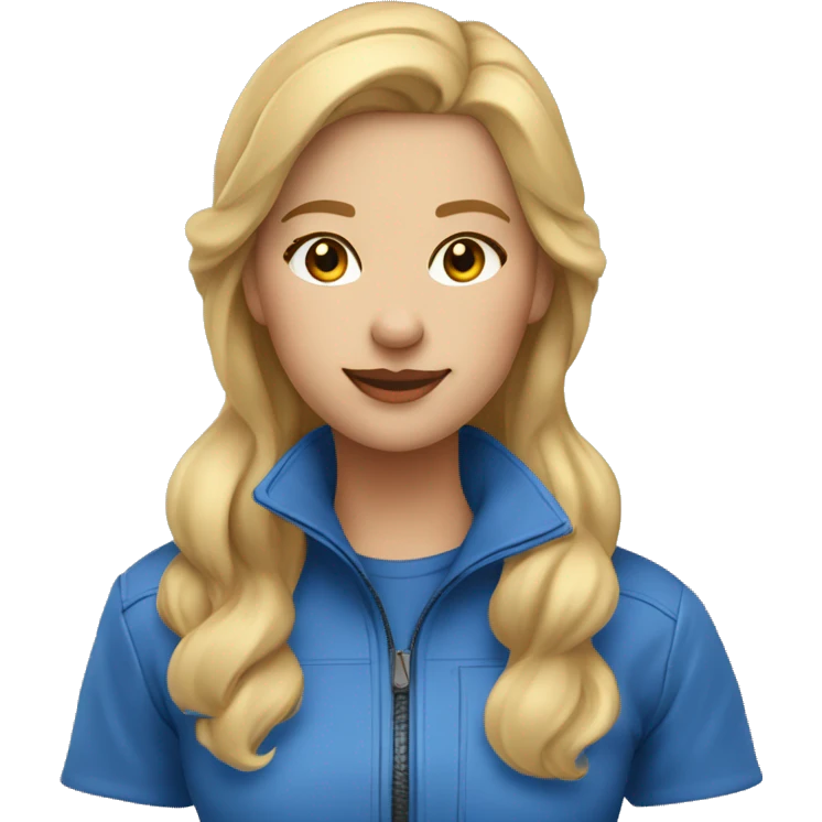 Pretty Honey blonde woman fair skin in blue helmet and blue flight jumpsuit  emoji
