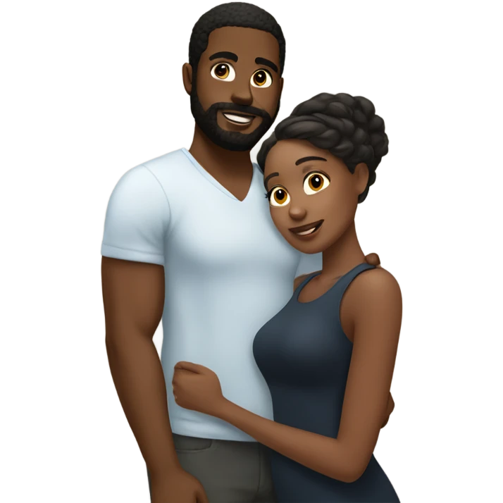 Black guy with beard in relationship with black woman emoji