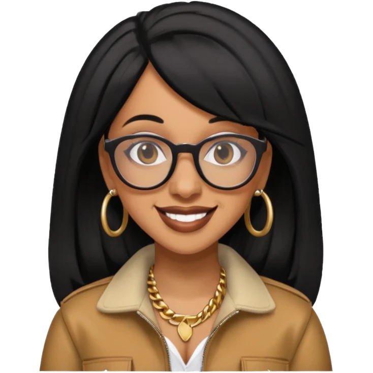 rapper Cardi B black hair wear glasses emoji