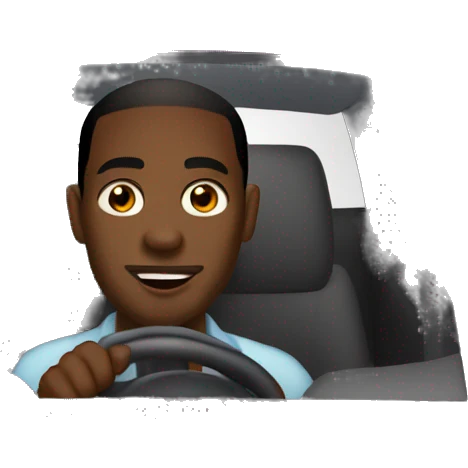 Black guy driving a car emoji