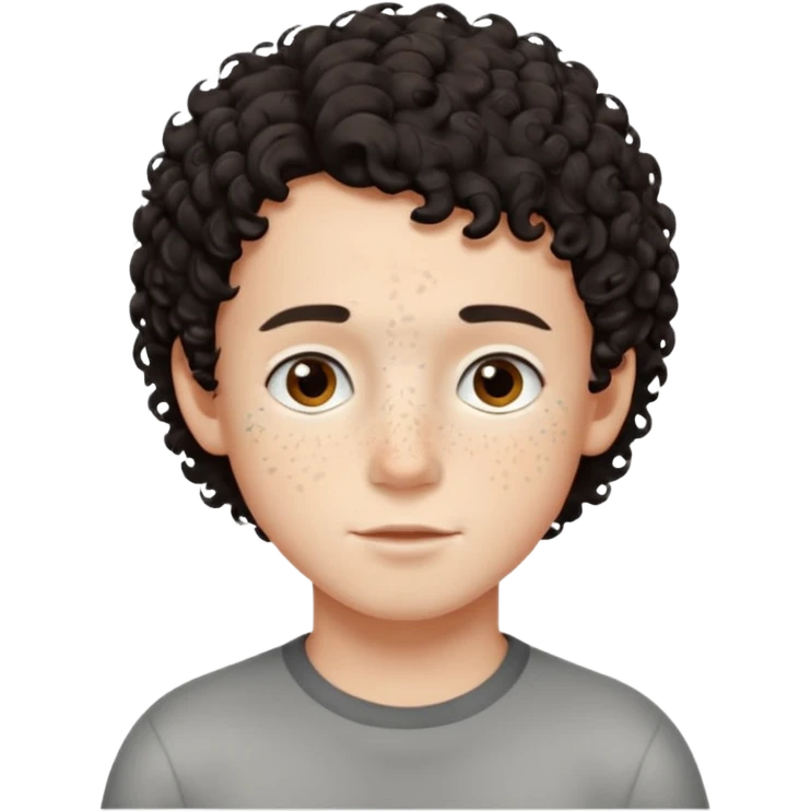 boy, dark and short curly hair, medium white skin,  emoji