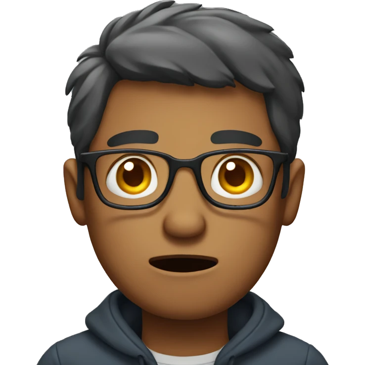 Man with glasses in distress emoji