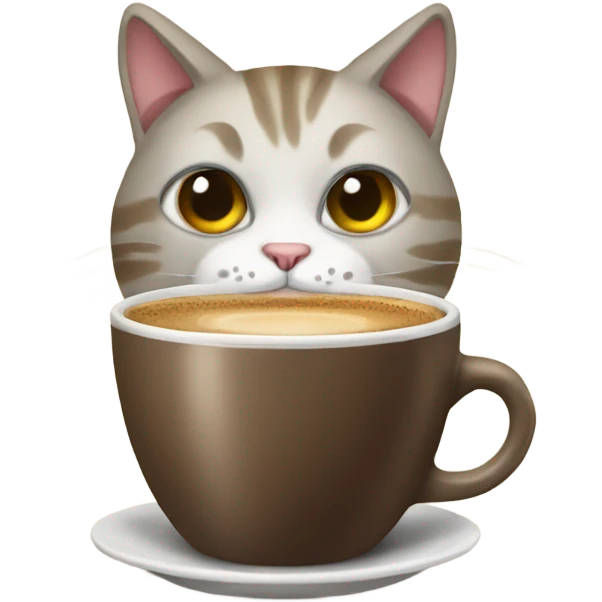 cat enyoing a coffee emoji