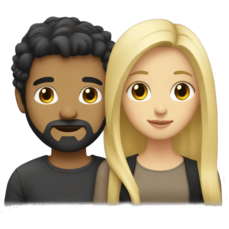 Blonde Girl with long hair and her boyfriend with black hair and beard  emoji