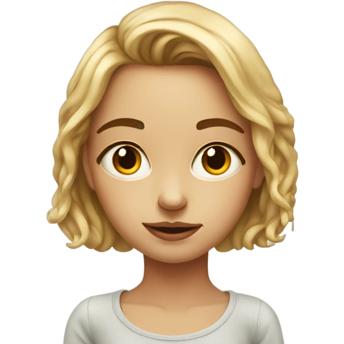 realistic portrait of girl and thinking of love emoji