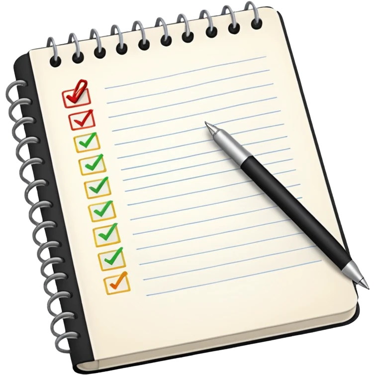 open notebook with a checklist emoji