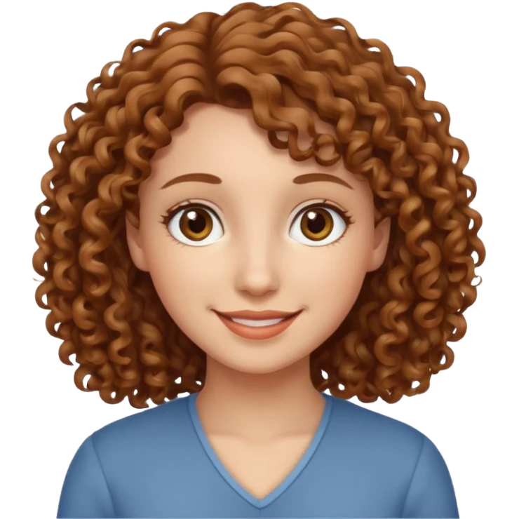 Branca cabelos cacheados castanhos claros olhos castanhos claros simpática e meiga emoji