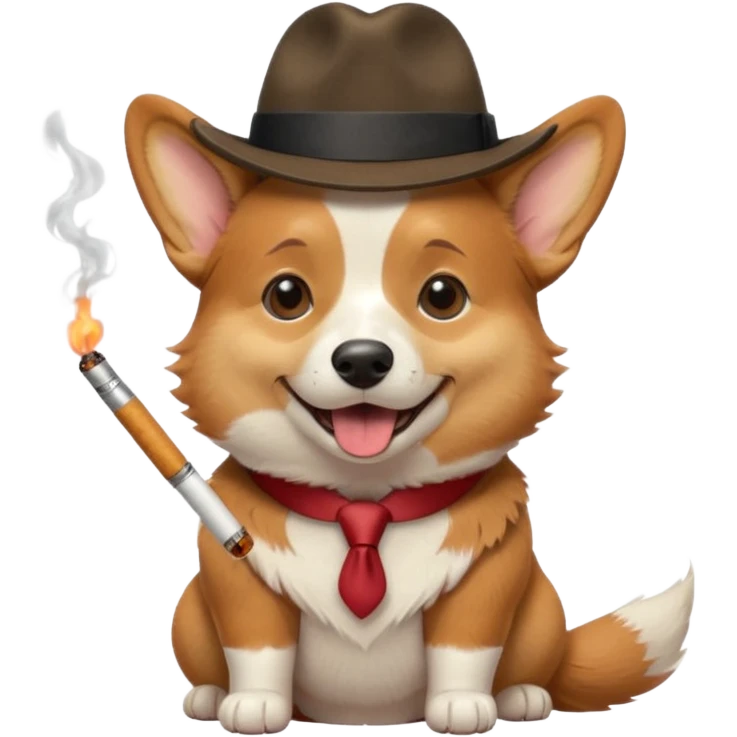 Corgi with a fedora and a cigarette  emoji