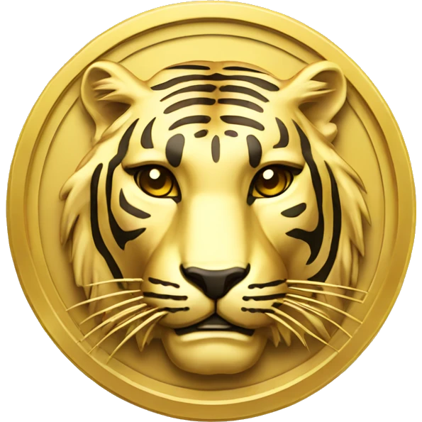 gold coin with gold tiger on it emoji