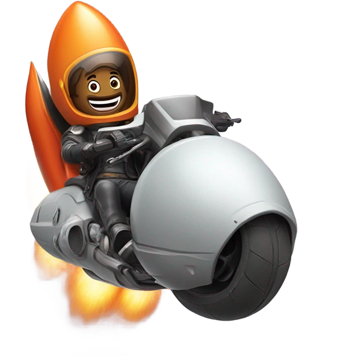 Rocket ship eating a motorcycle emoji