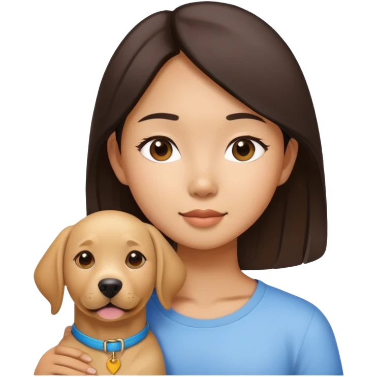 asian (thai) girl with a labrador dog emoji
