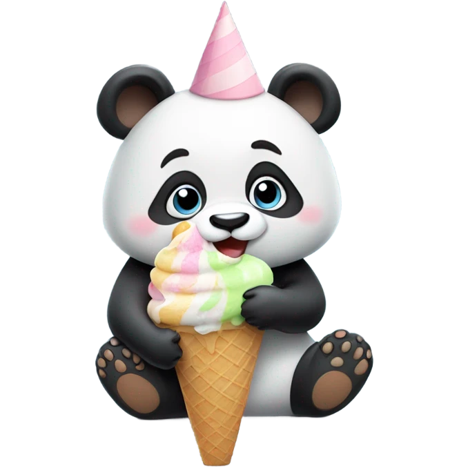 Panda eating ice cream emoji