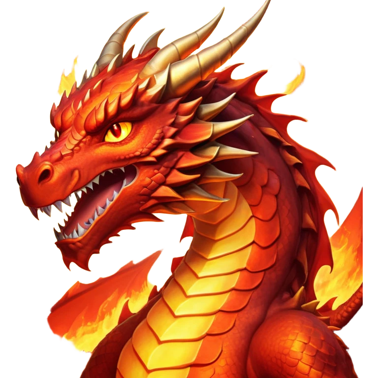 cinematic-noble-fierce-fire-dragon-portrait-emoji,-poised-and-imposing,-with-a-muscular,-scaled-body-ablaze-in-fiery-hues-of-crimson,-molten-orange,-and-molten-gold,-and-intense,-burning-eyes-that-mirror-the-heart-of-a-volcano;-rendered in detail emoji