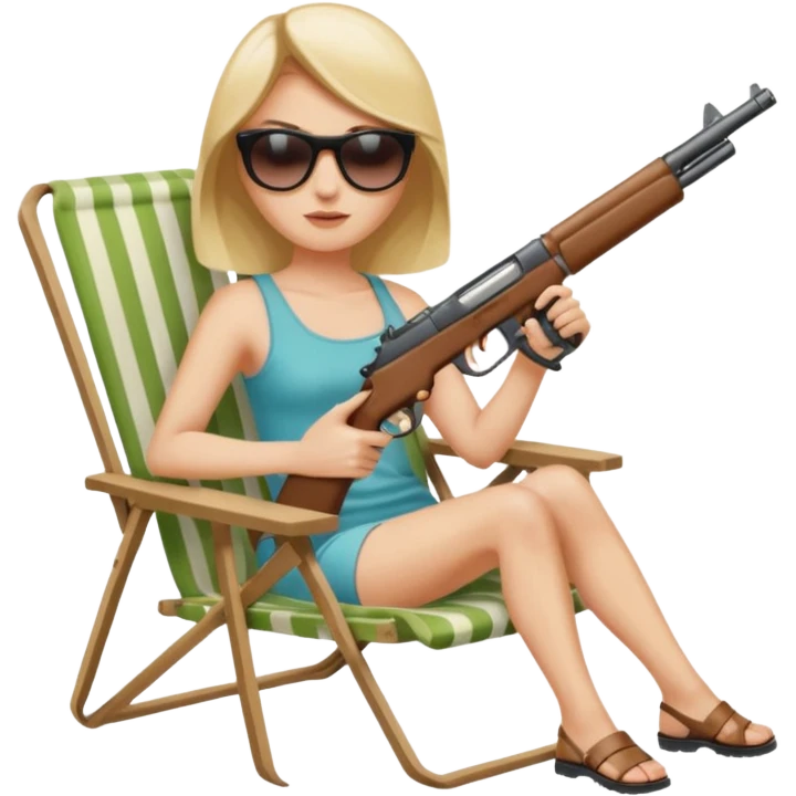 lady in a lawn chair with a gun emoji