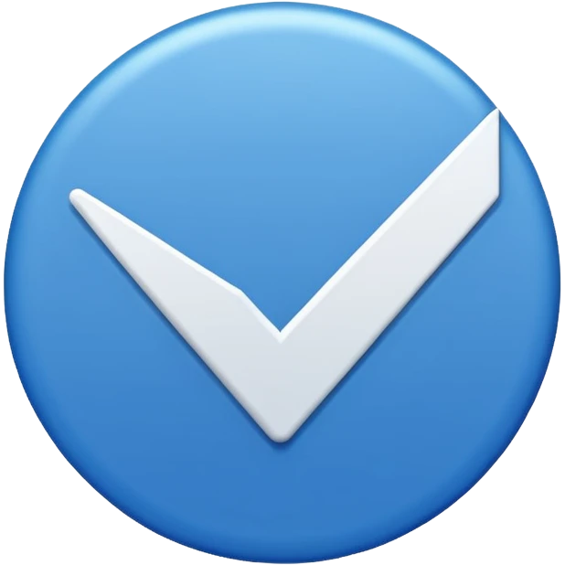 A blue circle with sharp edges and a while tick inside emoji