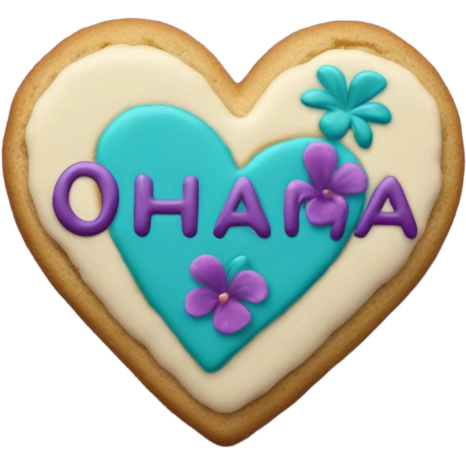Teal purple Cookie heart with ohana emoji