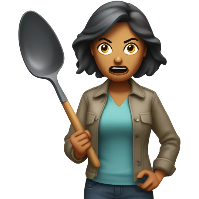 angry woman throwing kitchen utensils in anger emoji