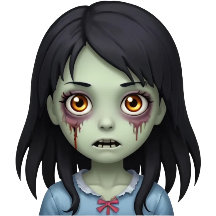 cute and small zombie girl with long wispy black hair emoji