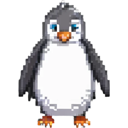 pixel art penguin, waddling emoji