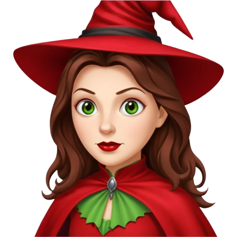 Wicked Witch of the East from the Wizard of Oz with long brown hair, red outfit emoji