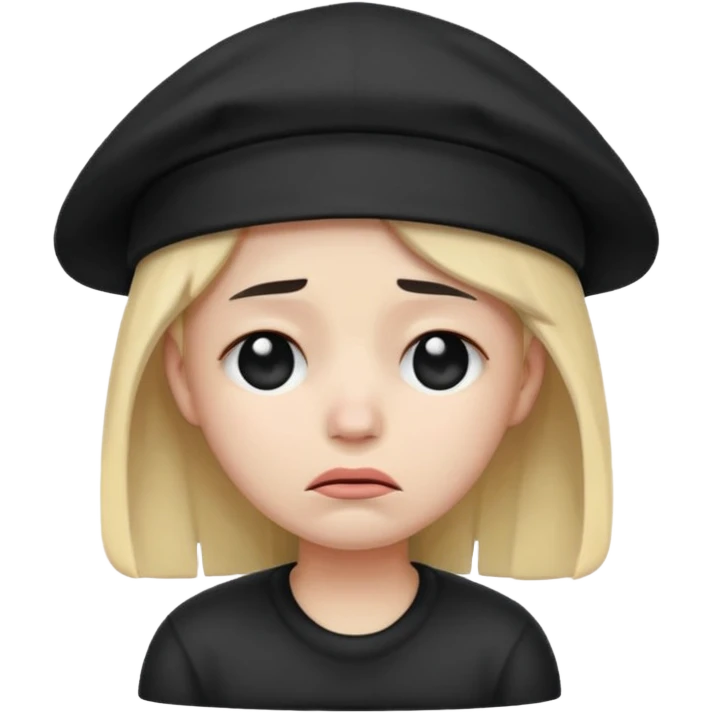 grief emoji with a black cap on the head
 emoji
