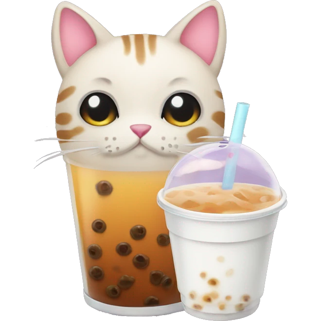cat drink bubble tea emoji