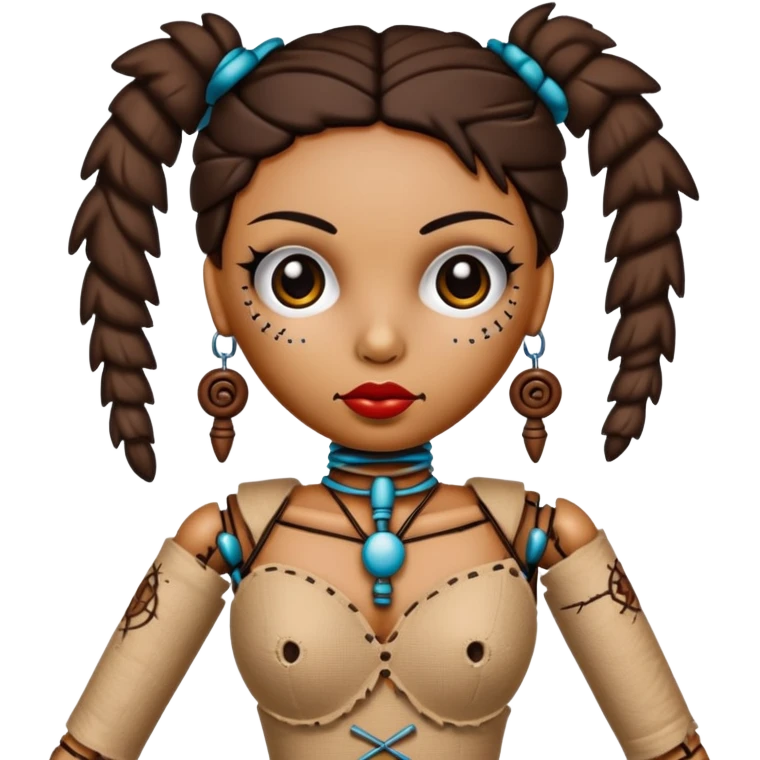 Hyper realistic Beautiful brunette voodoo doll emoji