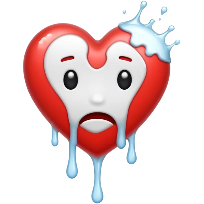 The broken heart emoji in white with sticky white liquid Ozzing out of it emoji