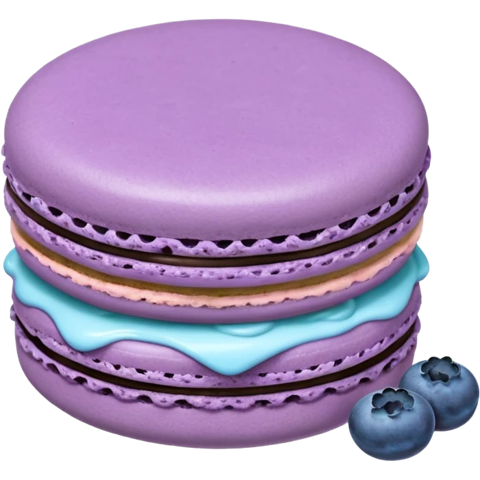 A macaron with purple cream and blueberries emoji