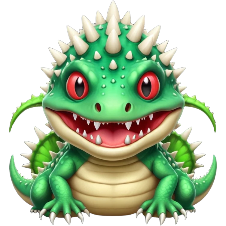 poisonous mushroom reptile monster portrait, head and shoulders only, lizard-like face, spiky mushroom growths, toxic green glow, creepy tongue, fantasy animal vibe, 3D cartoon, mobile game icon style, clean background, no text, no watermark

 emoji